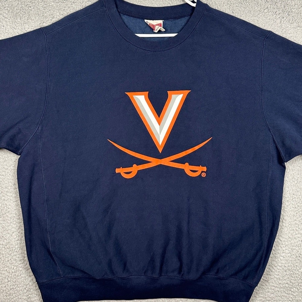 Virginia Cavaliers Sweatshirt Mens XL Navy Blue Pro Weave Crewneck MV Sport EUC - Picture 2 of 8